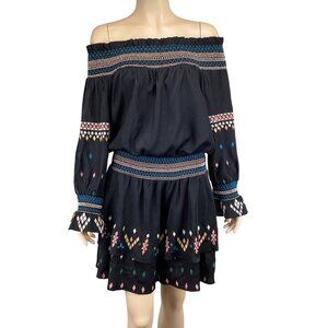 SugarLips Dress Size Medium Boho Off-The-Shoulder‎ Embroidered Long Sleeves